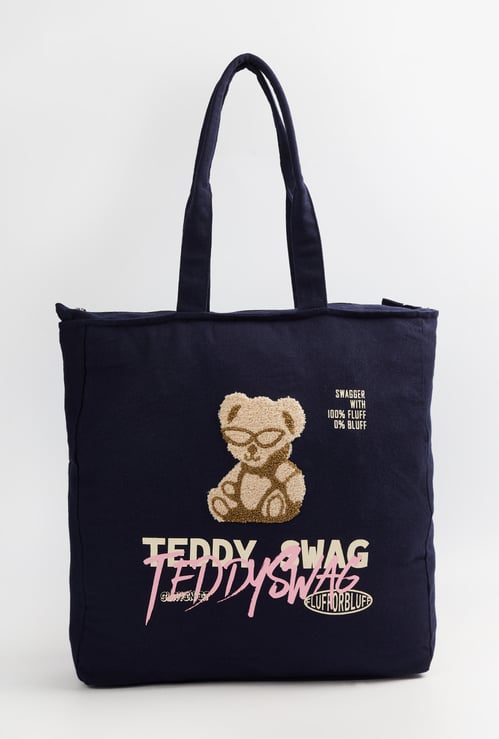 Women Chenille Embroidered Shopper Bag