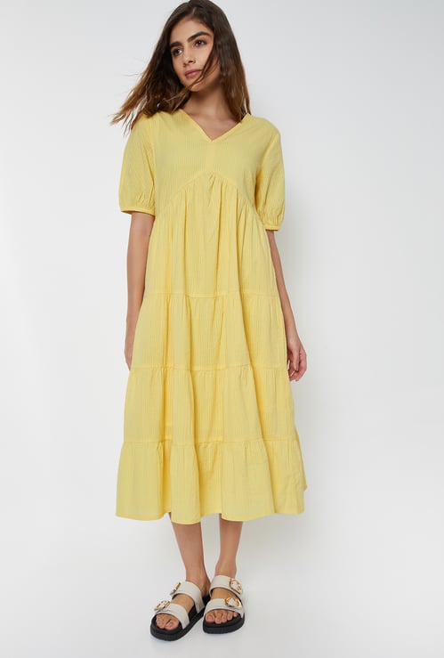 Women Striped Tiered Dress