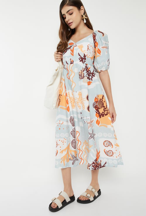 Women Printed Midi Dress