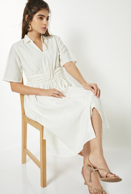 Women Schiffli Midi Dress