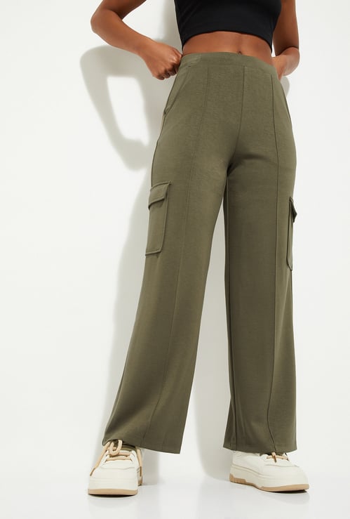 Women Pintuck Straight Leg Cargos