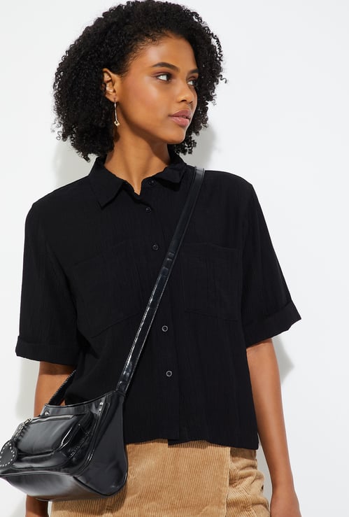 ALAYA F x URB_N Women Textured Boxy Fit Shirt