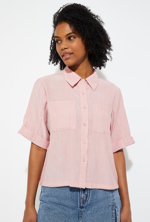 ALAYA F x URB_N Women Textured Boxy Fit Shirt