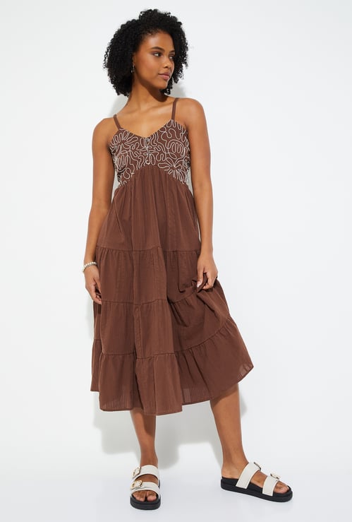 URB_N Women Embroidered Tiered Dress