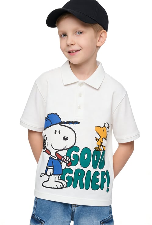 Boys Snoopy Printed Polo T-shirt