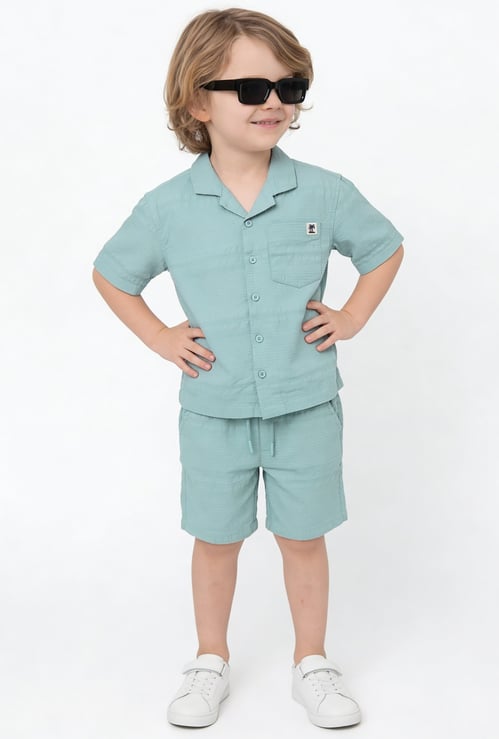 Boys Solid Shirt and Shorts Set
