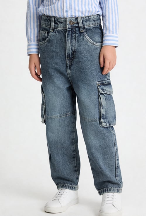 Boys Washed Cargo Jeans