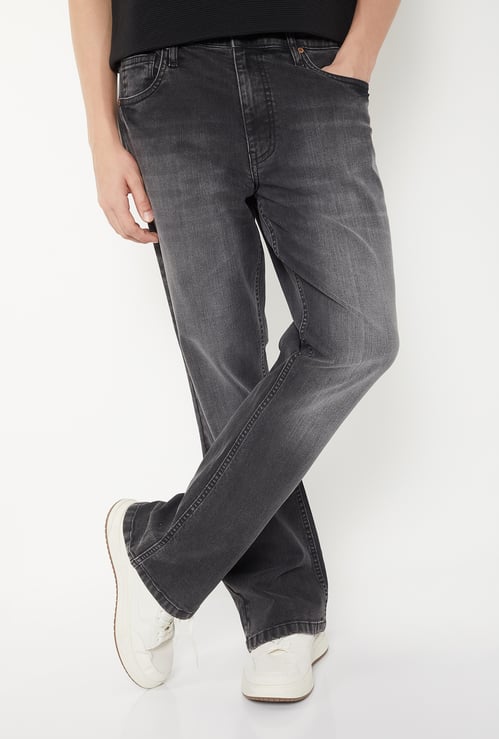 Men Washed Bootcut Jeans