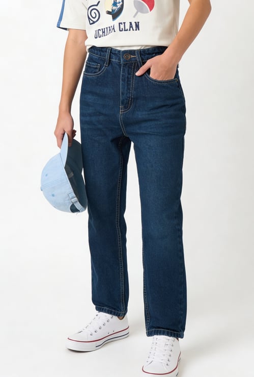Boys Stonewashed Slim Fit Jeans