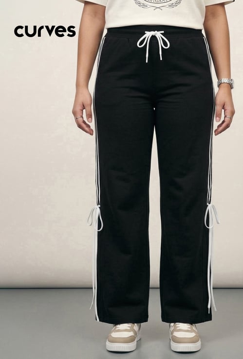 Women Striped Wide Leg Track Pants