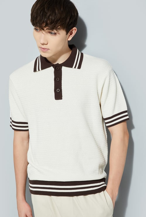 URB_N Men Knit Oversized Polo T-shirt