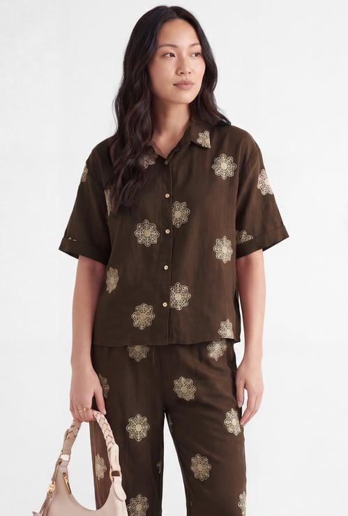 Women Embrodiered Motif Shirt