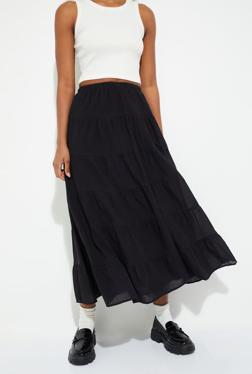 URB_N Women Solid Tiered Skirt