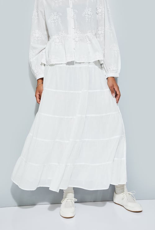 URB_N Women Solid Tiered Skirt