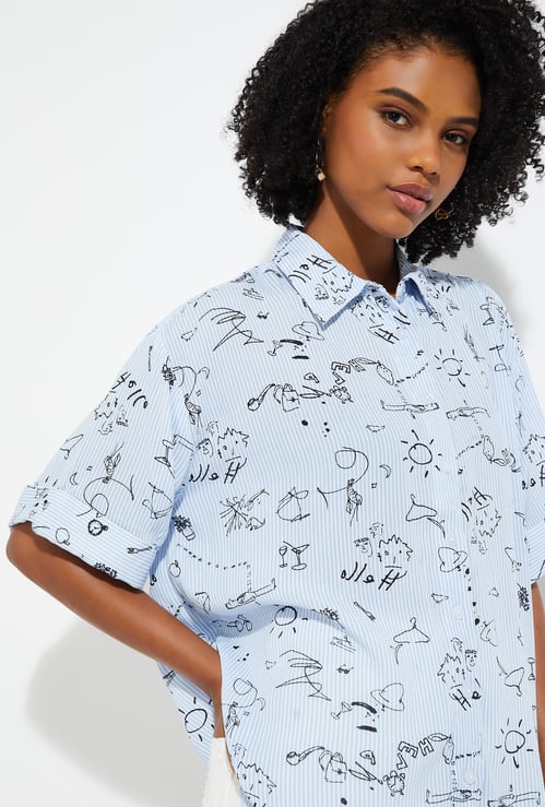 ALAYA F x URB_N Women Printed Oversized Shirt