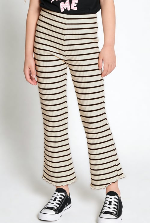 Girls Striped Wide Leg Trousers