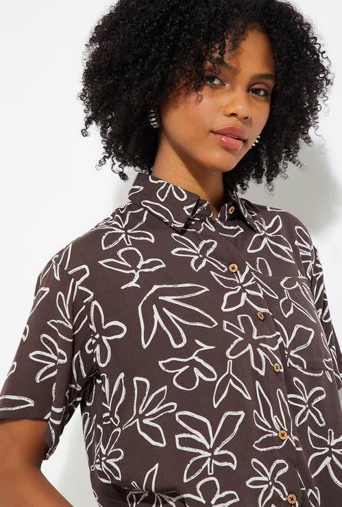 URB_N Women Printed Boxy Fit Shirt