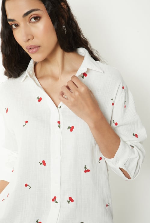 Women Embroidered Regular Fit Shirt