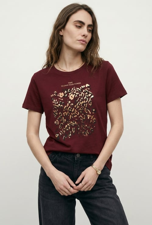 Women Foil Print T-shirt