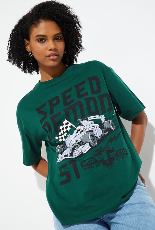 URB_N Women Printed Oversized T-shirt