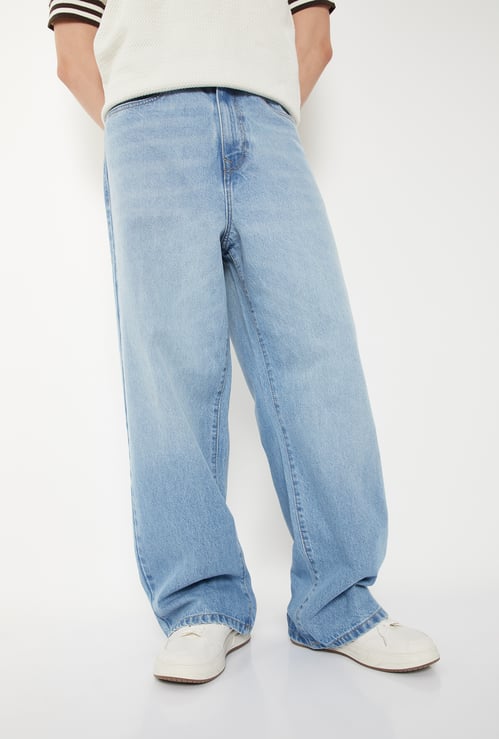 Men Washed Baggy Fit Jeans