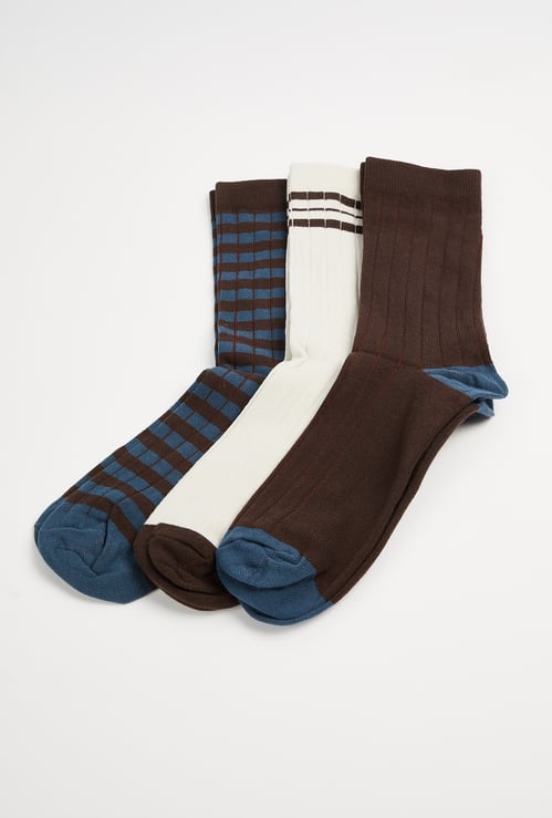 Men Assorted Crew Length Socks - Pack of 3