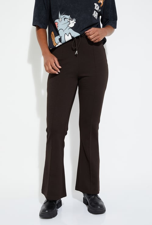 Women Panelled Flare Trousers