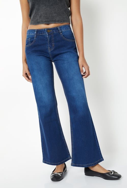 Women Dark Wash Mid Rise Bootcut Jeans