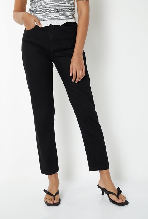 Women Solid Mom Fit Jeans