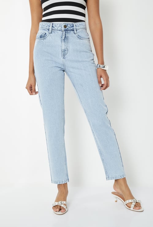 Women High Rise Mom Fit Jeans