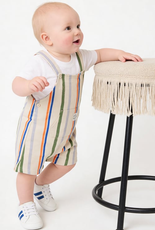 Boys Striped Dungaree Set