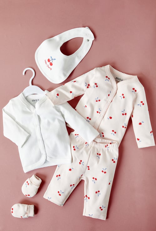 Infant Girls Printed Clothing Gift Set - Pack of 5