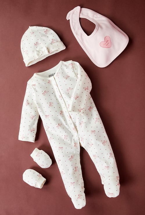 Infant Girls Printed Gift Set - Pack of 4