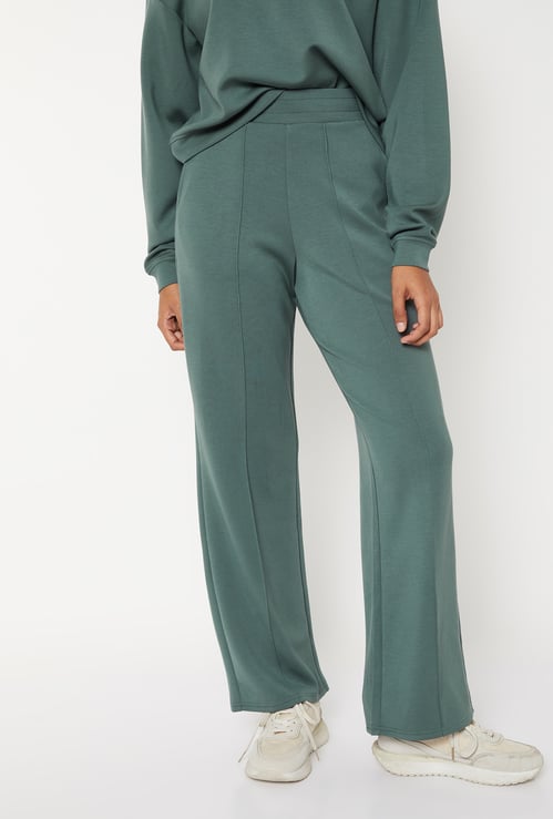 Women Pintuck Wide Leg Sports Track Pants