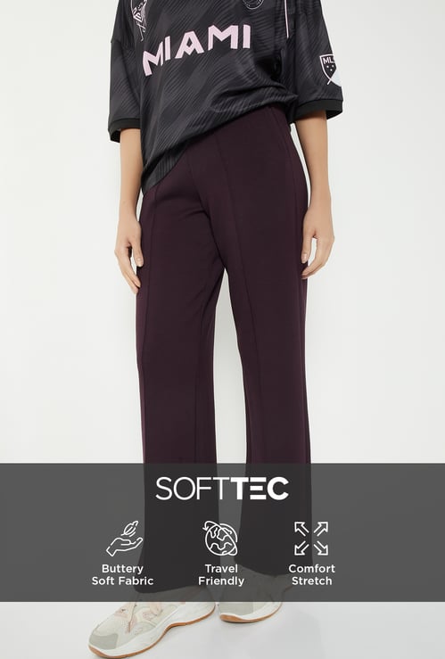 Women Pintuck Wide Leg Sports Track Pants