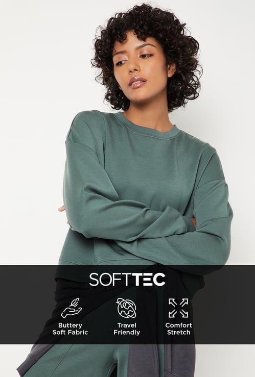Women Solid Boxy Sports T-shirt
