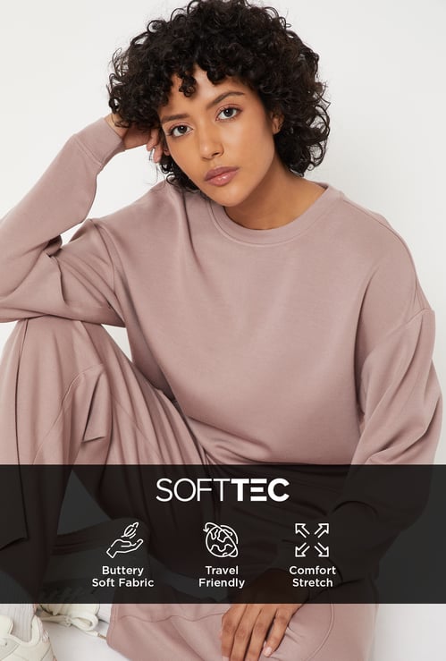 Women Solid Boxy Sports T-shirt