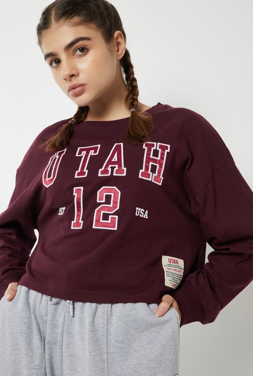 Women Applique Boxy Sports T-shirt
