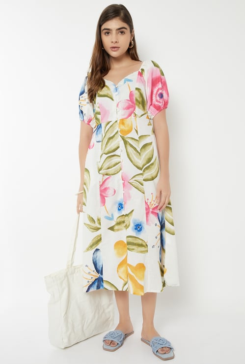 Women Floral Print A-line Dress