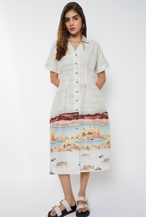 Women Printed Shirt Dress