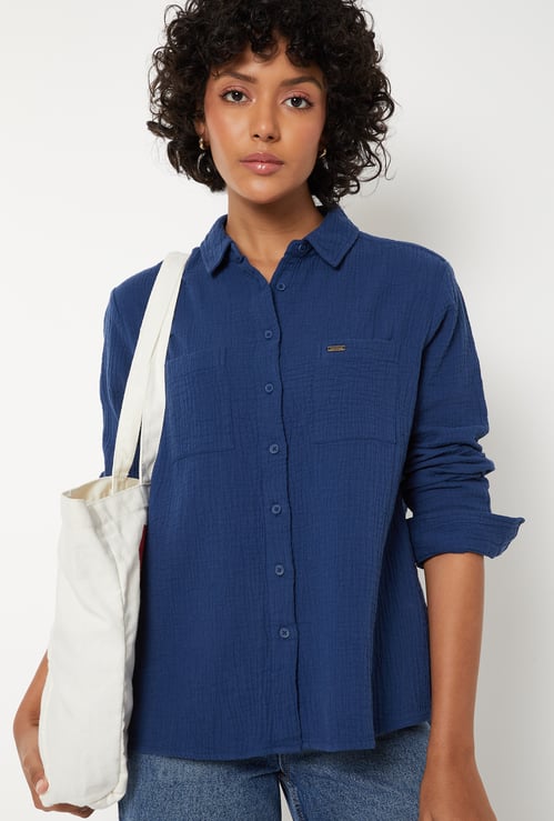 Women Textured Regular Fit Shirt