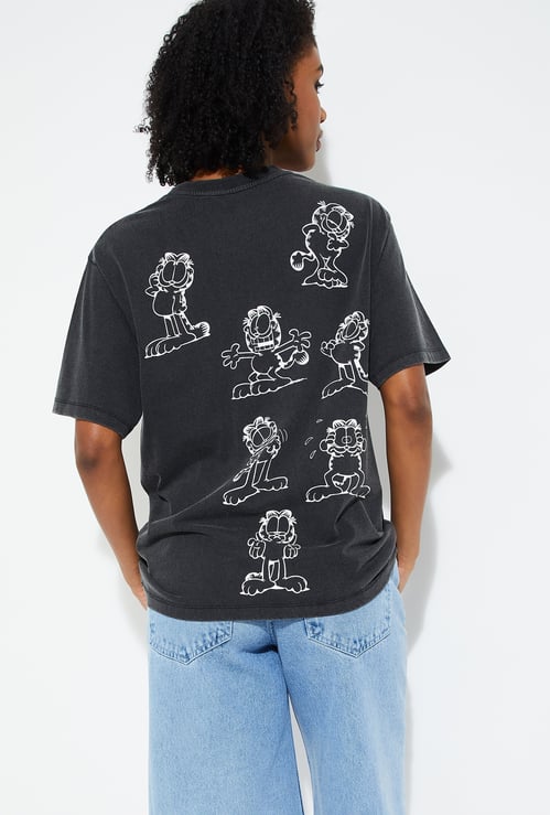 URB_N Women Oversized Garfield Print T-shirt
