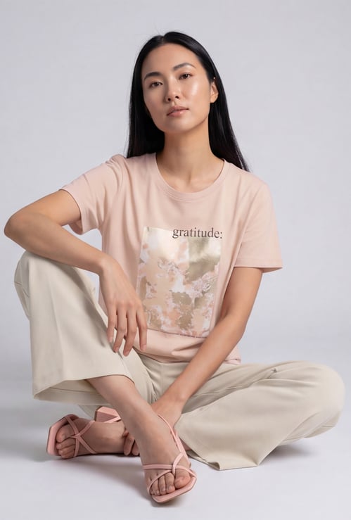 Women Metallic Printed T-shirt