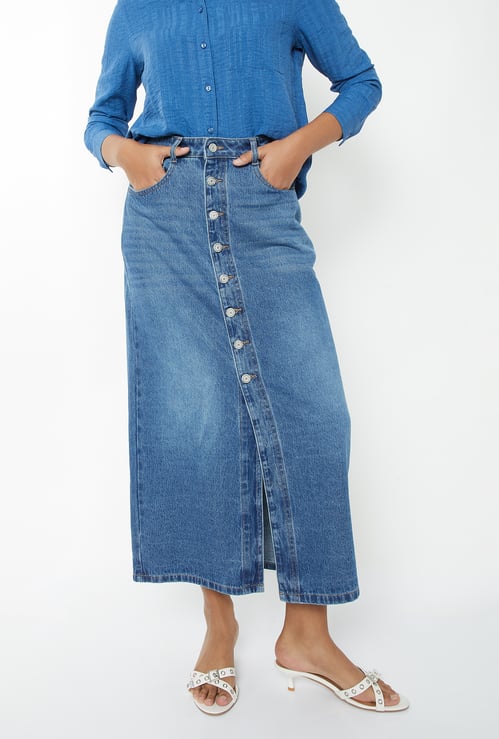 Women Solid Straight Skirt