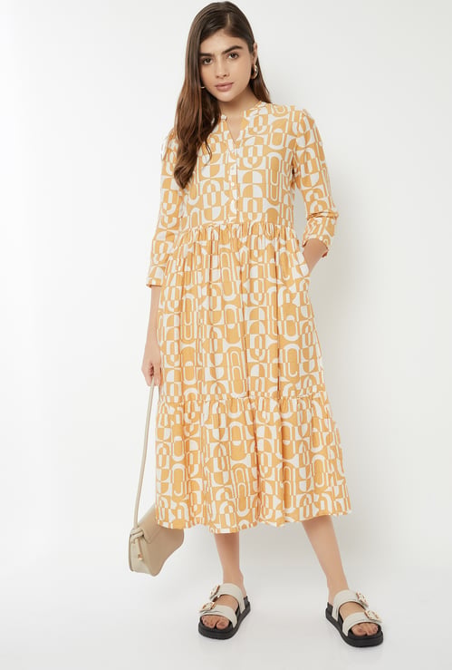 Women Abstract Print Fit & Flare Dress