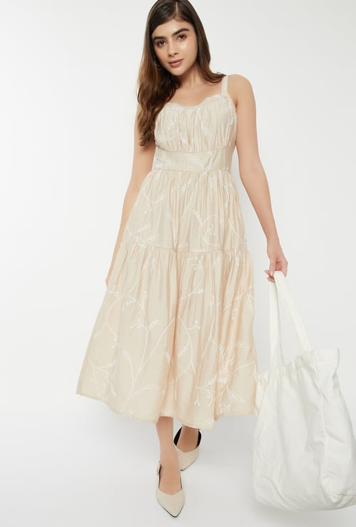 Women Embroidered Tiered Dress
