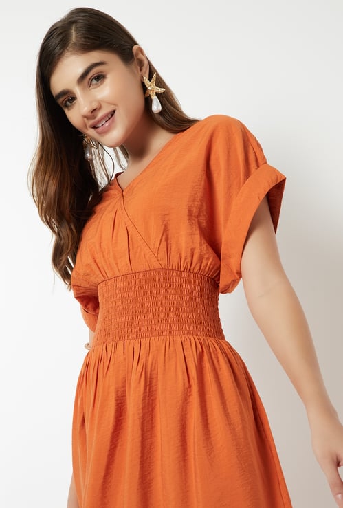 Women Smocked Waist Fit & Flare Dress