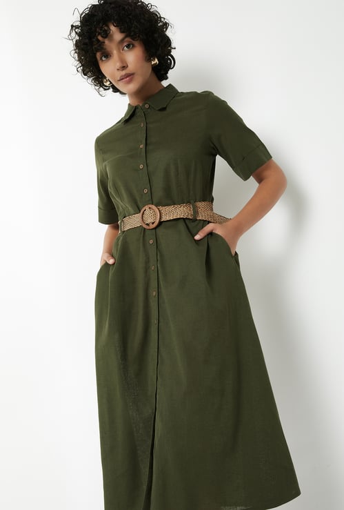Women Solid Shirt Dress