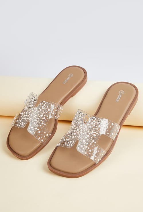 Women Embellished Open-Toe Flats