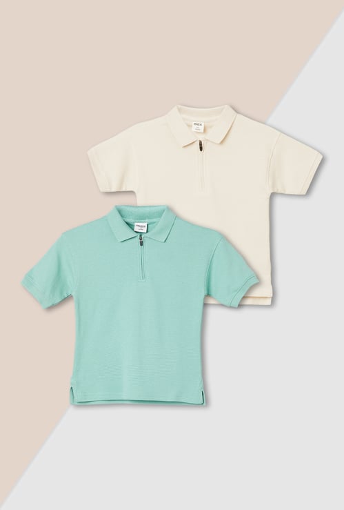 Boys Textured Polo T-shirt - Pack of 2